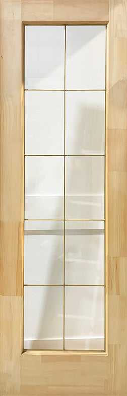 French 10-Lite Clear Beveled Glass BRASS Caming 26 x 80