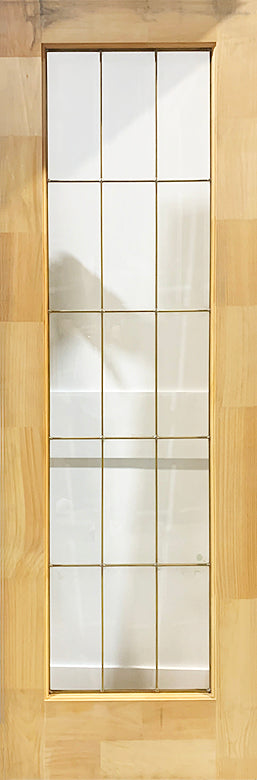 French 15-Lite Clear Beveled Glass Brass Caming 26 x 80
