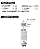 French 18-Lite Shaker Grill Pinhead Frosted Glass 30" x 96"-2