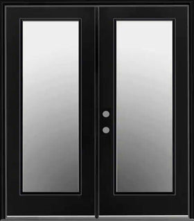 French Patio Doors with Clear Glass-Black Exterior - 0