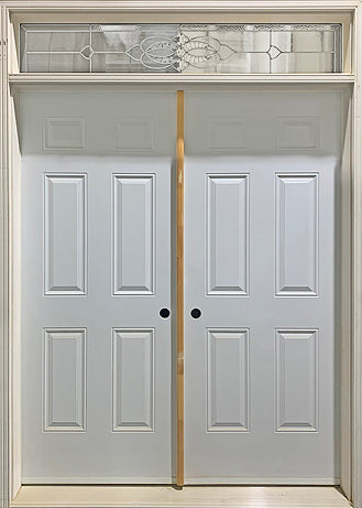 DOUBLE ENTRY DOOR PLUS TRANSOM WITH EVERTON DESIGN GLASS | Concept 76 ...