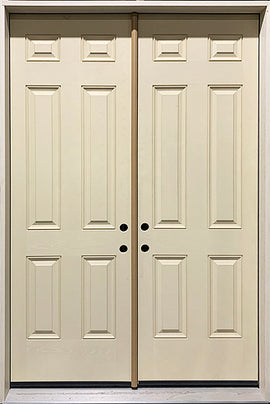 DOUBLE 32" ENTRY DOOR SYSTEM FIBERGLASS 6 PANEL DESIGN 66" X 98"