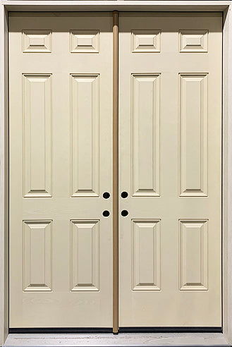 DOUBLE 32" ENTRY DOOR SYSTEM FIBERGLASS 6 PANEL DESIGN 66" X 98"