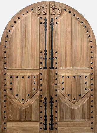 'OLDE WORLDE" MAHOGANY DOUBLE DOORS FULL ARCH TOP