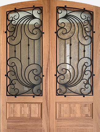 "ADAGIO" MAHOGANY DOUBLE DOORS WROUGHT IRON CAMBER TOP