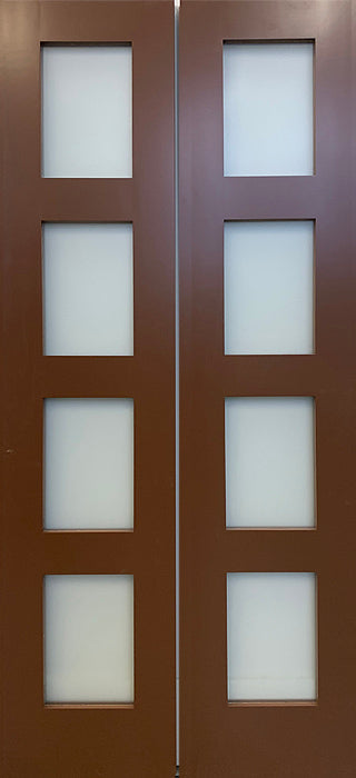 Double 4-Panel Shaker Doors Listral Glass 18" x 80"
