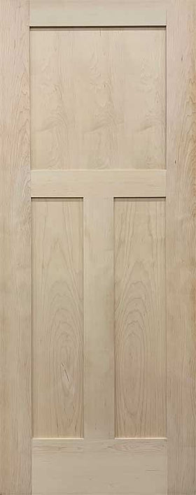 Shaker 3-Panel Craftsman Design Door 28" x 80" Stain Grade Maple
