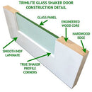 Shaker Door 5-Panel Diffused Laminated Glass 32" x 96"-2