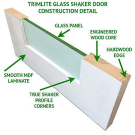 Shaker Doors 1-Lite Diffused Laminated Glass Various Width x  96" Tall - 0