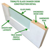 Shaker Doors 1-Lite Diffused Laminated Glass Various Width x  96" Tall