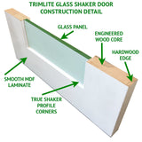 Shaker Door 2-Panel DIFFUSED GLASS TOP PANEL 30" X 90"