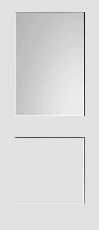 Shaker Door 2-Panel DIFFUSED GLASS TOP PANEL 30" X 90"
