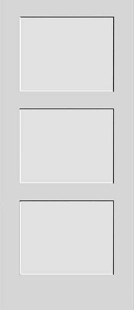 Shaker Doors 3 Panel Inline Primed 90" Tall