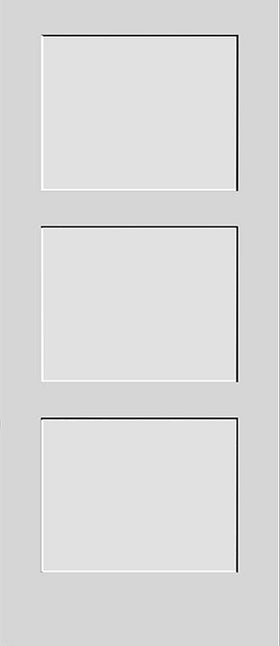 Shaker Doors 3 Panel Inline Primed 90" Tall