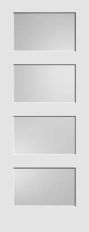 Shaker Door 4-Panel Diffused Glass 30" x 96" x 1¾"