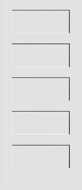 Shaker Doors 5 Panel Primed 96" Tall