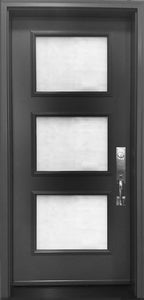 3-Panel Entry Doors, 80" Tall-Acid Etch Glass-Painted Exterior