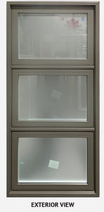 STACKED AWNING WINDOW 35 ¼" WIDE X 76" TALL-FROSTED GLASS.