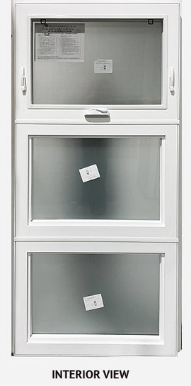STACKED AWNING WINDOW 35 ¼" WIDE X 76" TALL-FROSTED GLASS. - 0