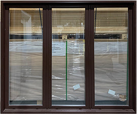 Fixed Window 3-Section, 72" Wide x 60" Tall-Brown Exterior.