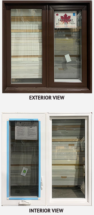 CASEMENT WINDOW 2-SECTION 41" WIDE X 42" TALL--BROWN.