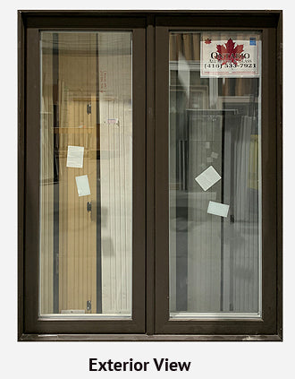 Casement Window 2-Section, 48" Wide x 60" Tall-Brown Exterior.