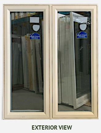 Casement Window 2-Section 41" Wide x 49 ¾" Tall-Cream.