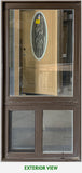 Combination Picture Window Over Sliding Window 28" Wide x 56" Tall-Brown.