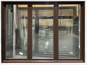 Fixed Window 3-Section, 84" Wide x 64" Tall-Brown Exterior.
