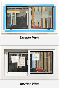 Side Sliding Basement Window 33 3/8" Wide x 19 3/4" Tall.