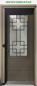 Wrought Iron Glass Entry Door 34 x 80 Right Hinge-Retractable Screen-2