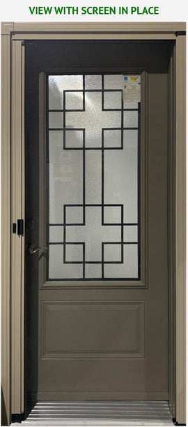 Wrought Iron Glass Entry Door 34 x 80 Right Hinge-Retractable Screen - 0
