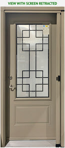 Wrought Iron Glass Entry Door 34 x 80 Right Hinge-Retractable Screen-1